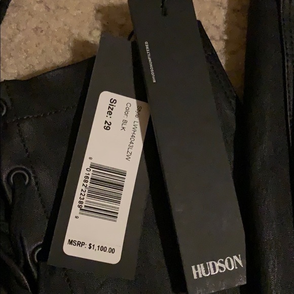 NWT HUDSON Sz29 100% LEATHER HI-RISE JEANS BLACK - Picture 5 of 8